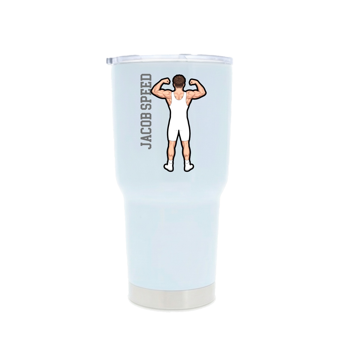 30oz Stainless Steel Tumbler — Name Vertical in White