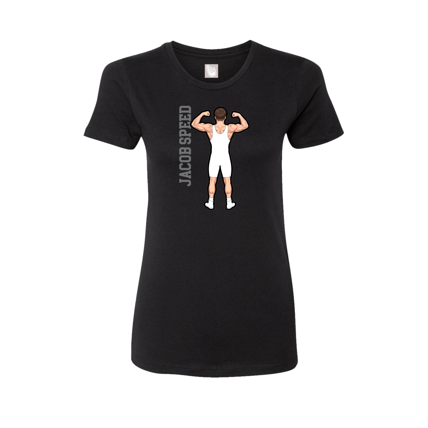 Fitted Women's Tee — Name Vertical in Black