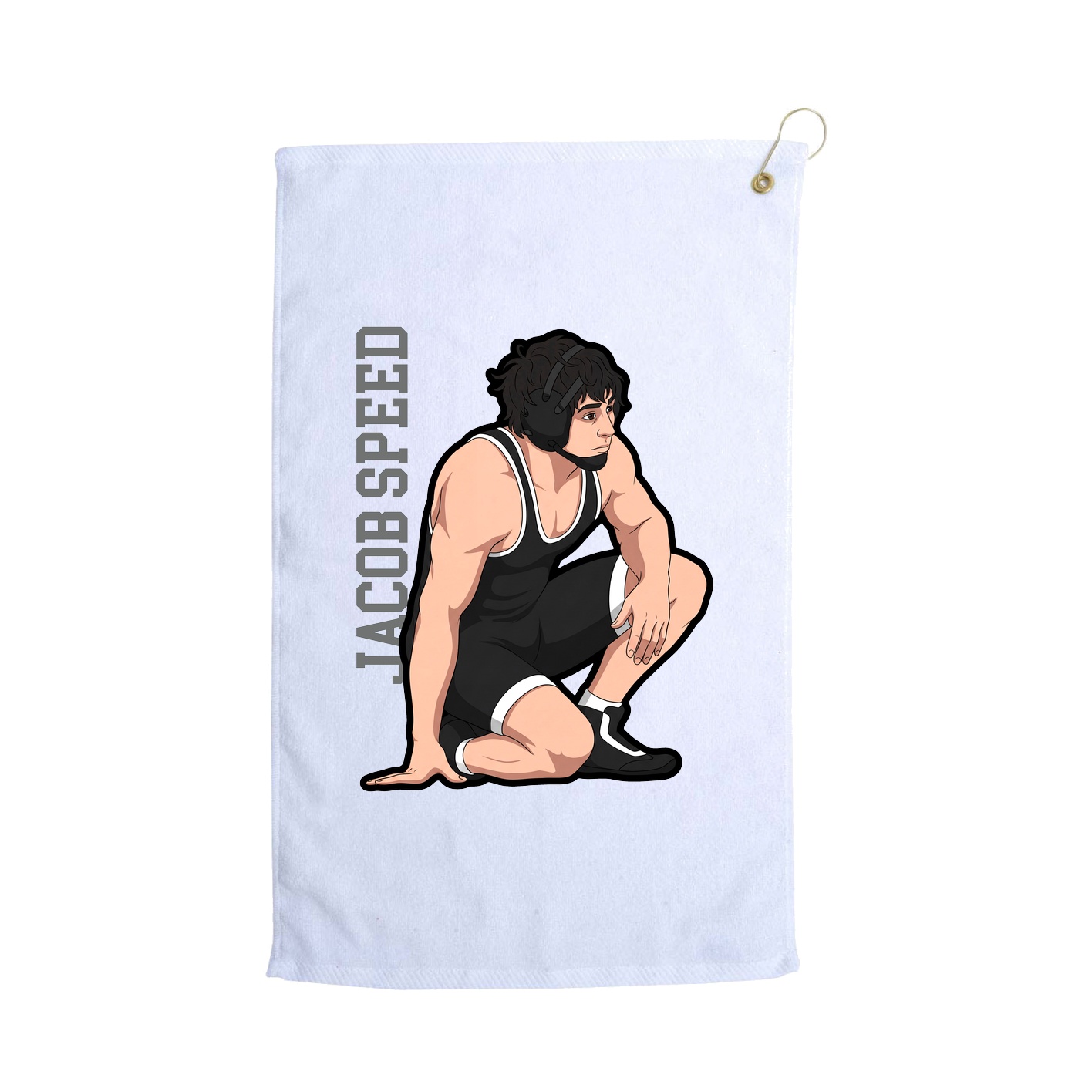 Golf Towel — Name Vertical in White