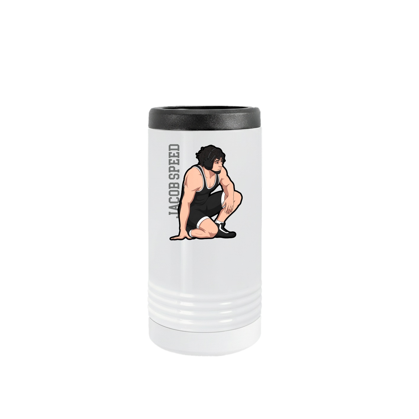 Slim Beverage Holder — Name Vertical in White