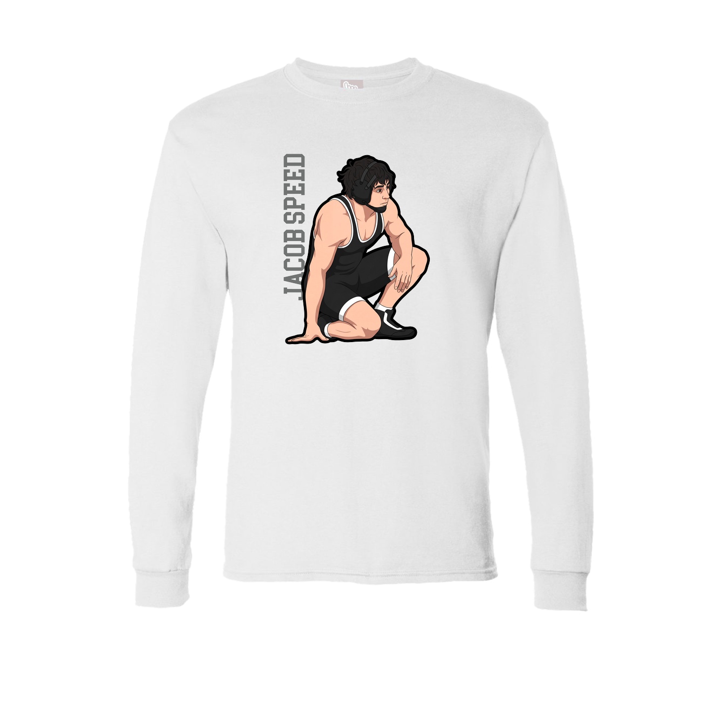 Long Sleeve Tee — Name Vertical in White