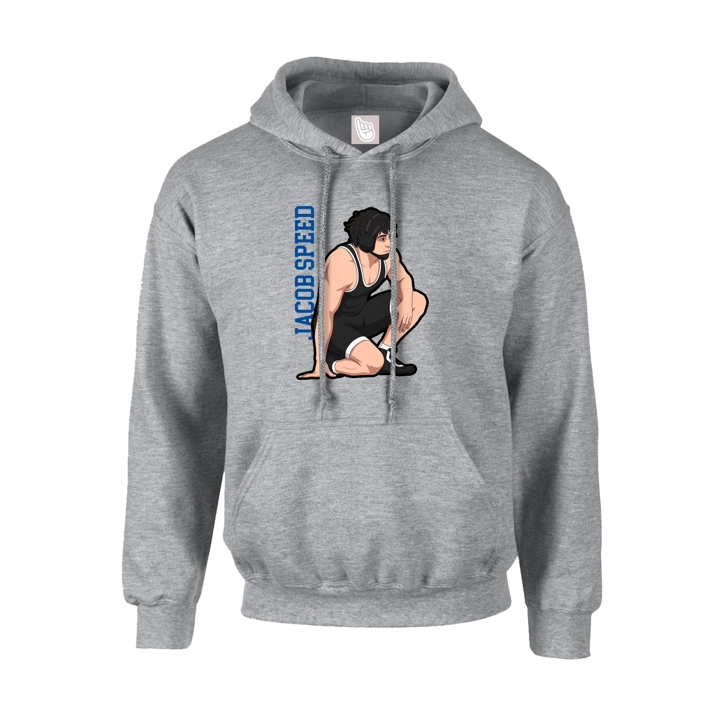 Youth Hoodie — Name Vertical in Grey