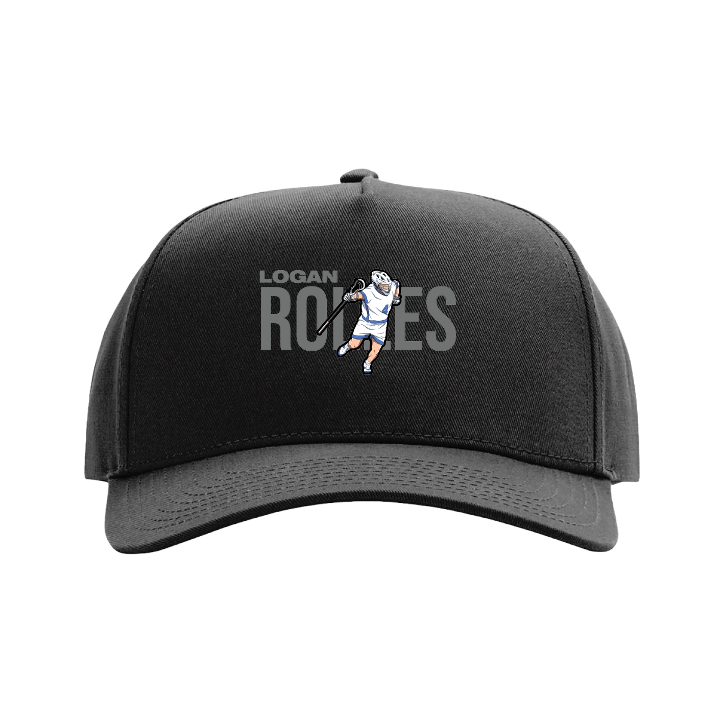 Full Fabric Five-Panel Champ Cap — Player Name in Black