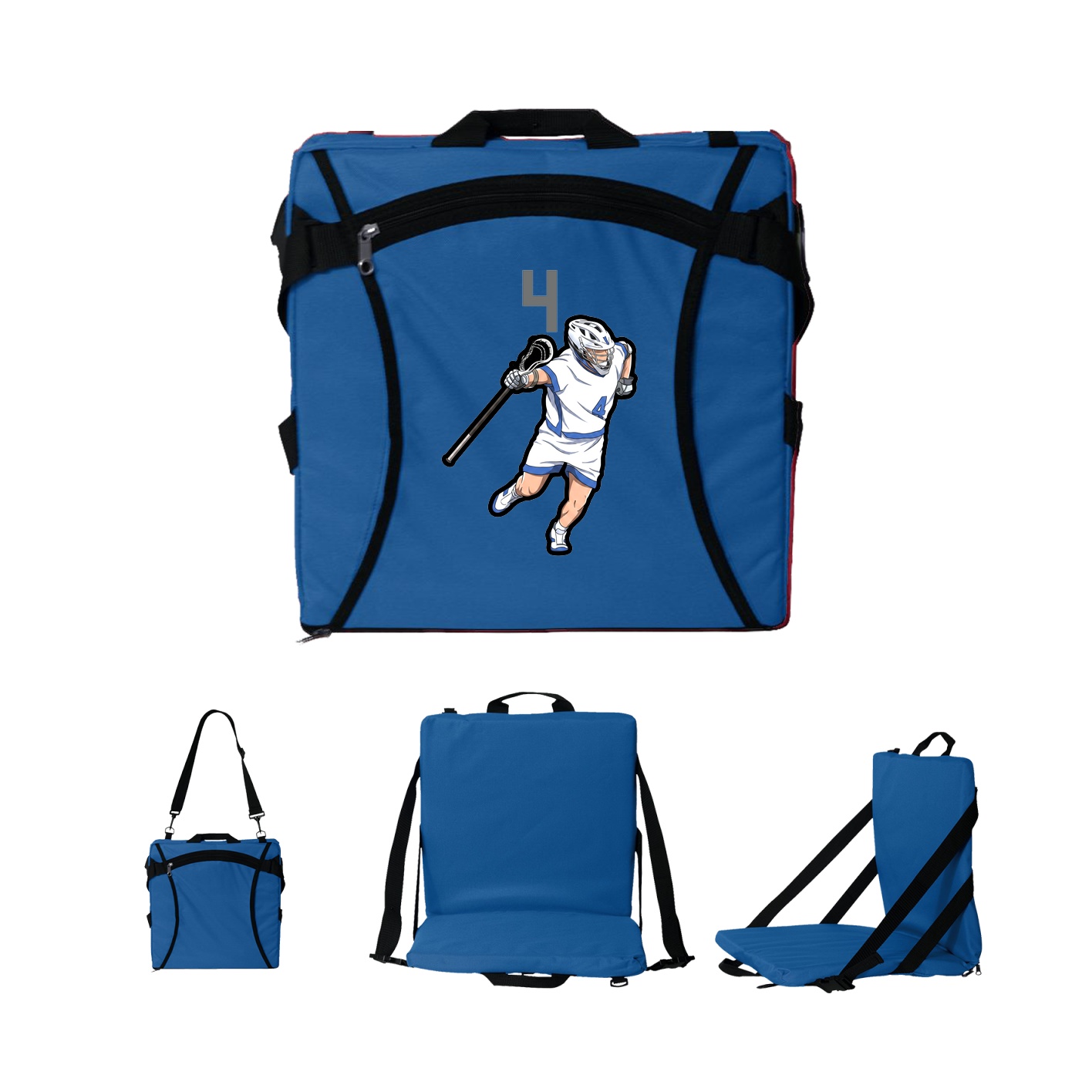 Folding Stadium Seat — Number Top in Royal