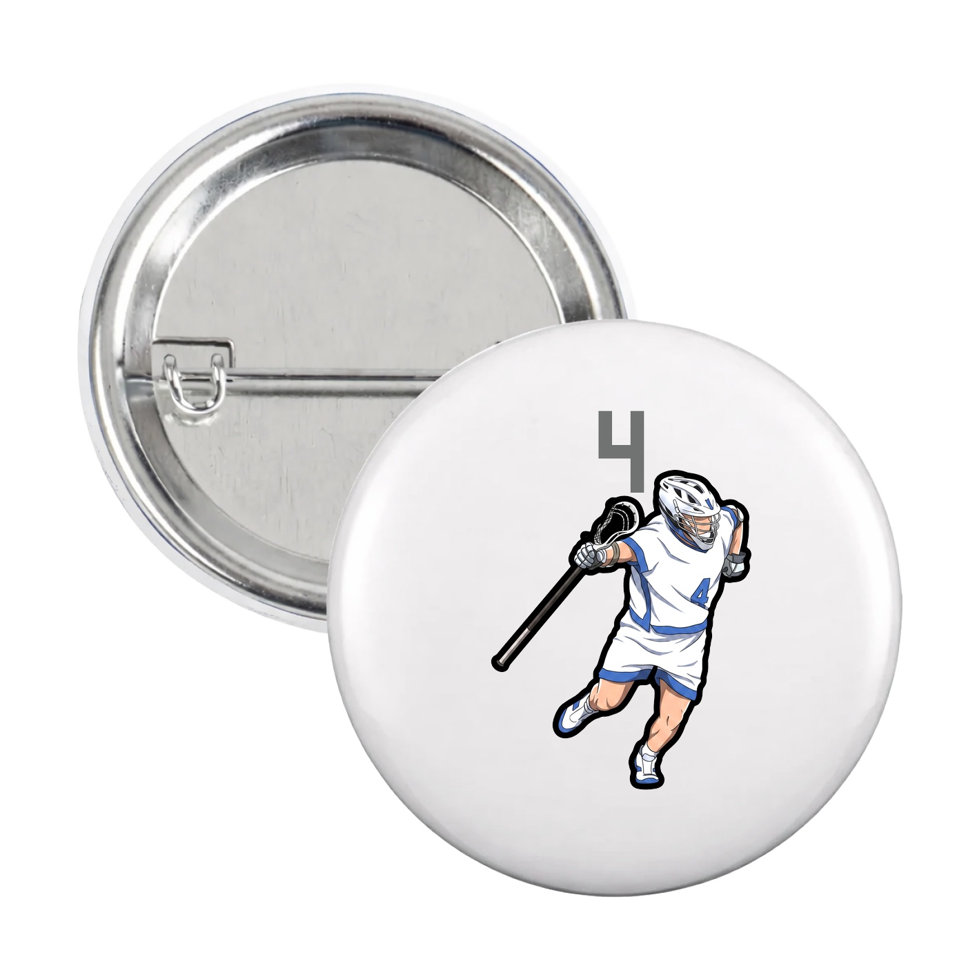 Game Day Button — Number Top in White