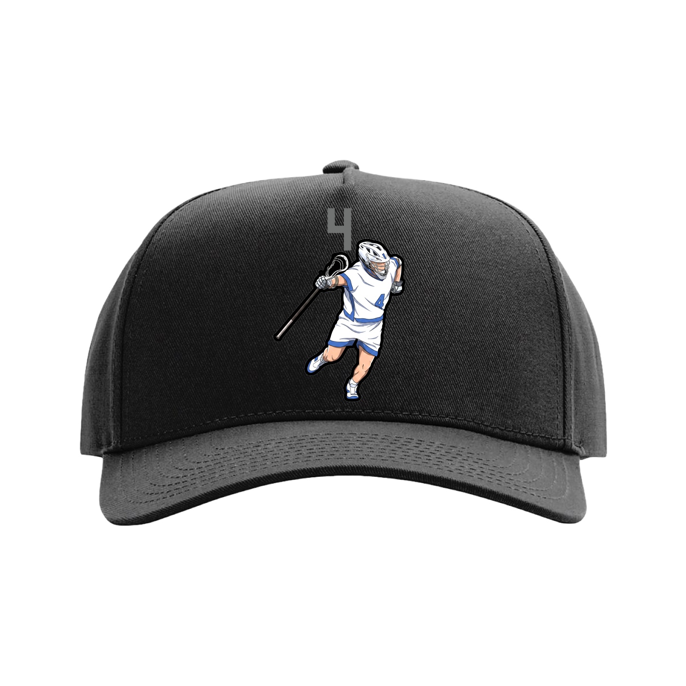 Full Fabric Five-Panel Champ Cap — Number Top in Black