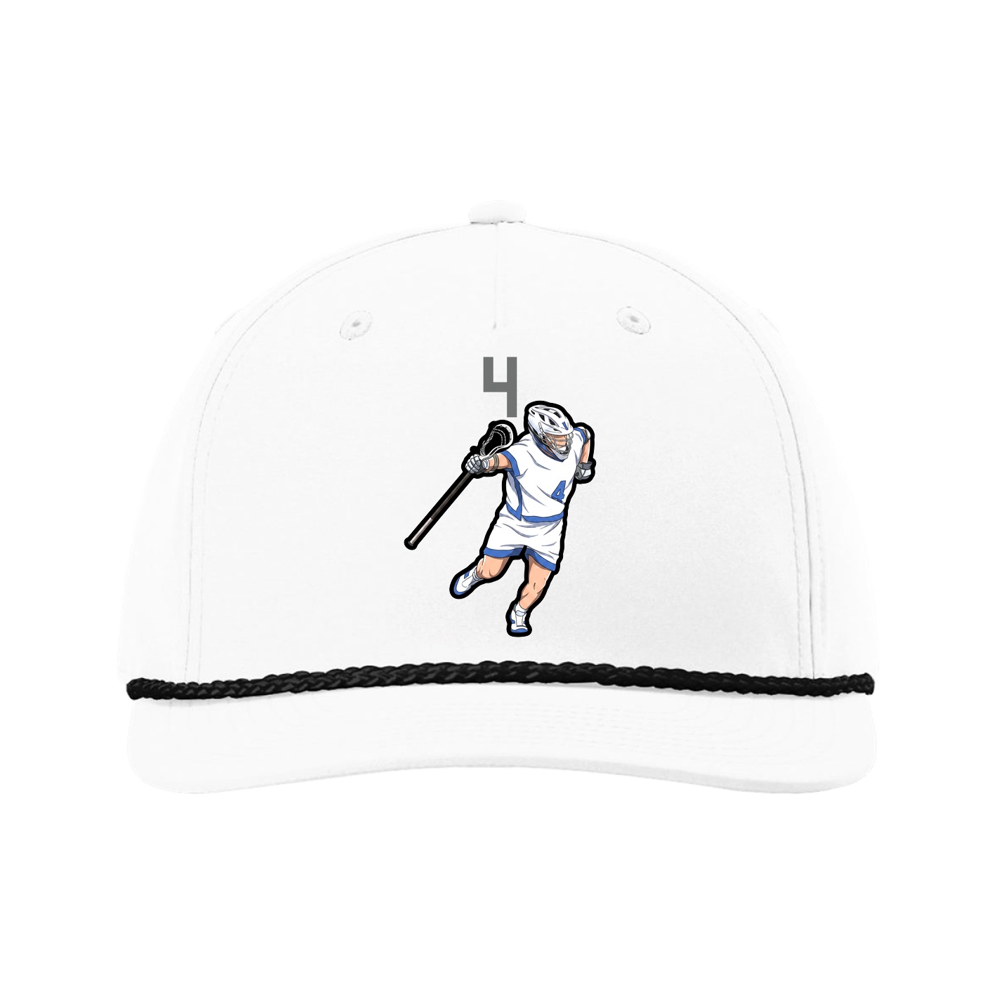 Five-Panel Classic Rope Cap — Number Top in White