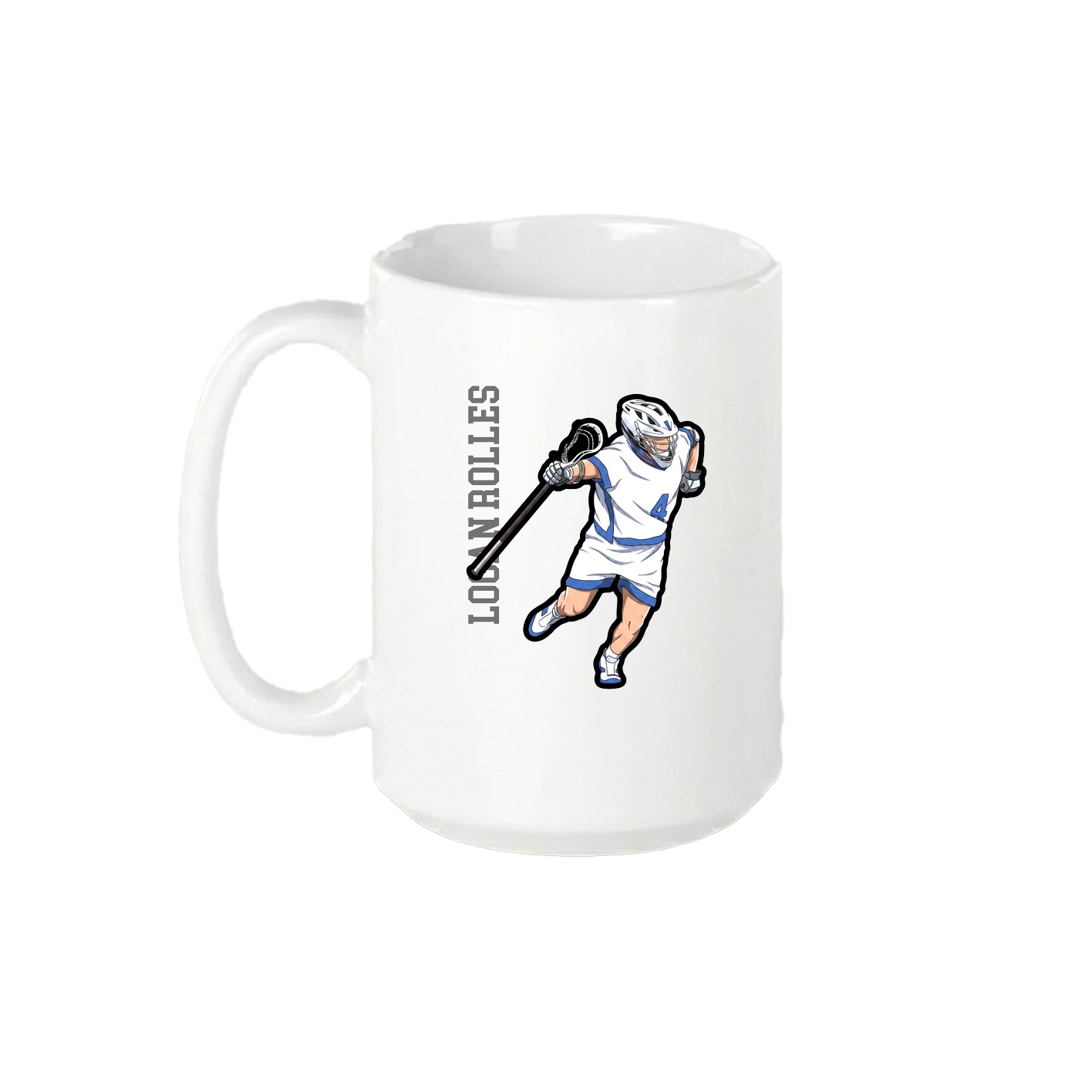15oz Coffee Mug — Name Vertical in White