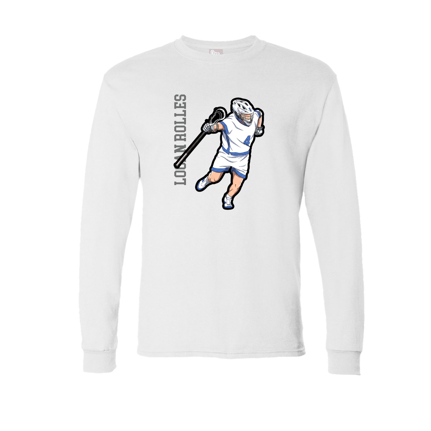 Long Sleeve Tee — Name Vertical in White