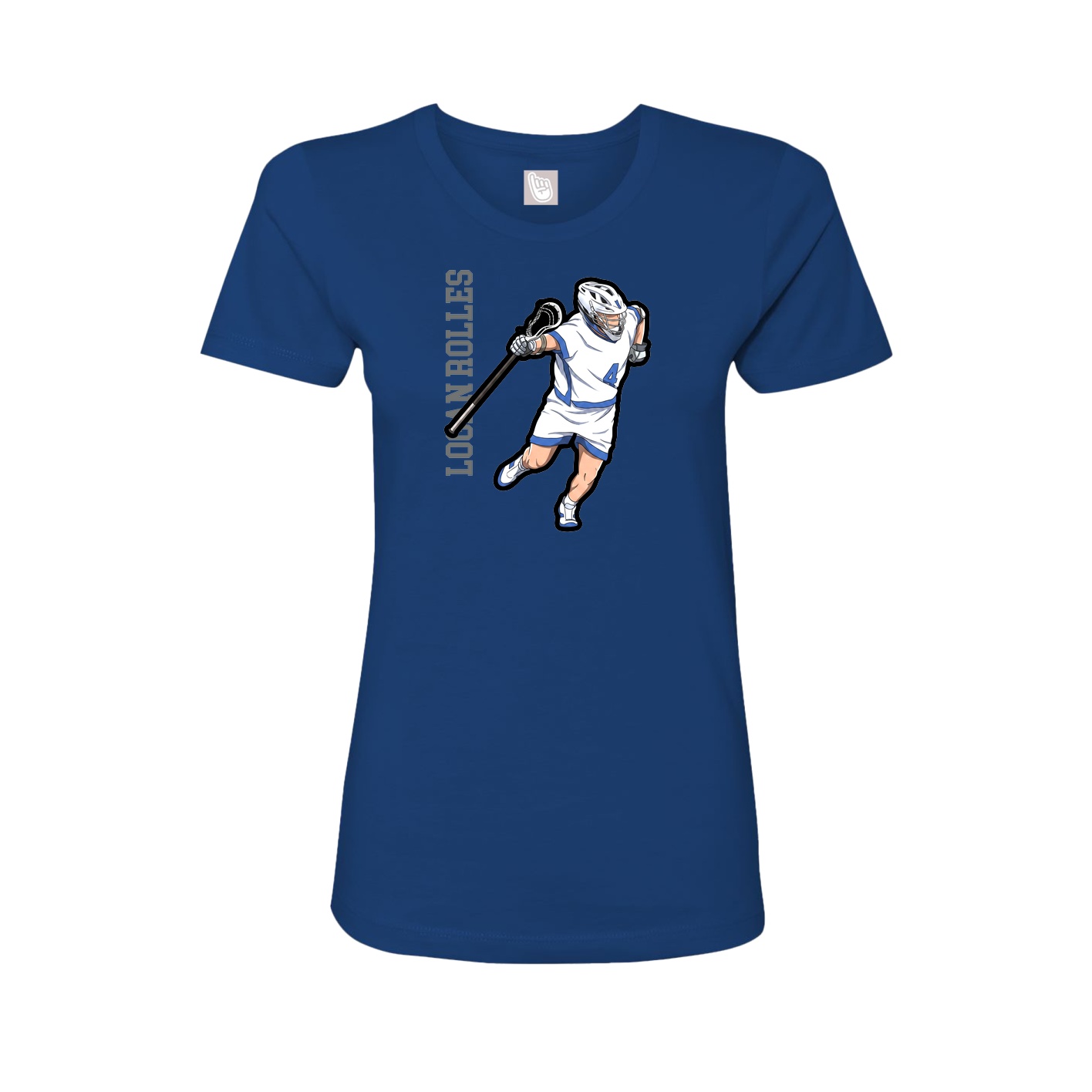 Fitted Women's Tee — Name Vertical in Royal