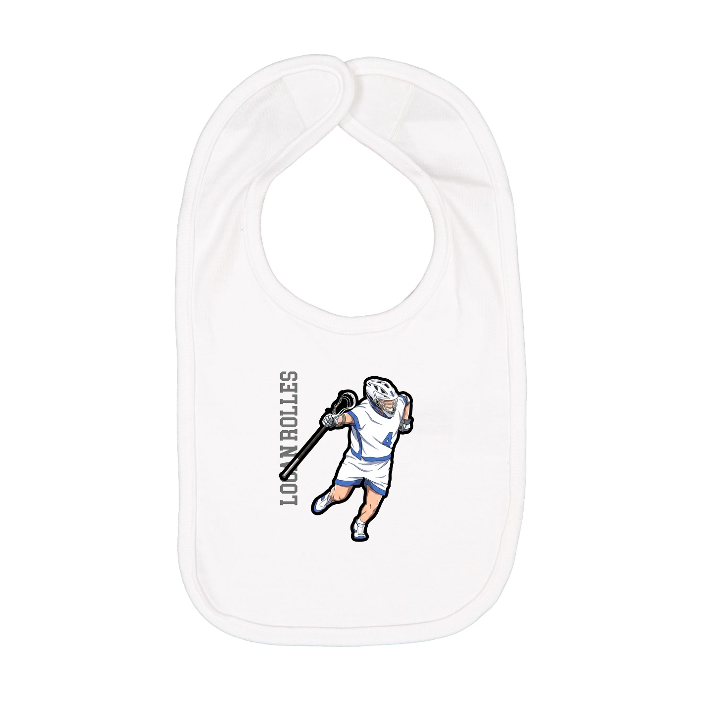 Infant Bib — Name Vertical in White
