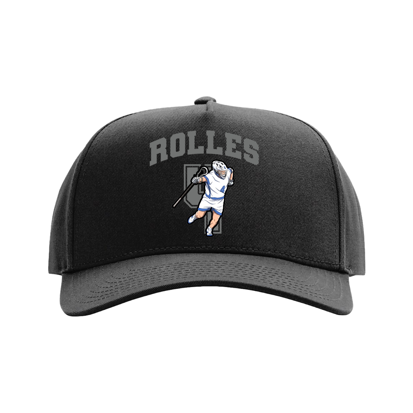 Full Fabric Five-Panel Champ Cap — Number in Black