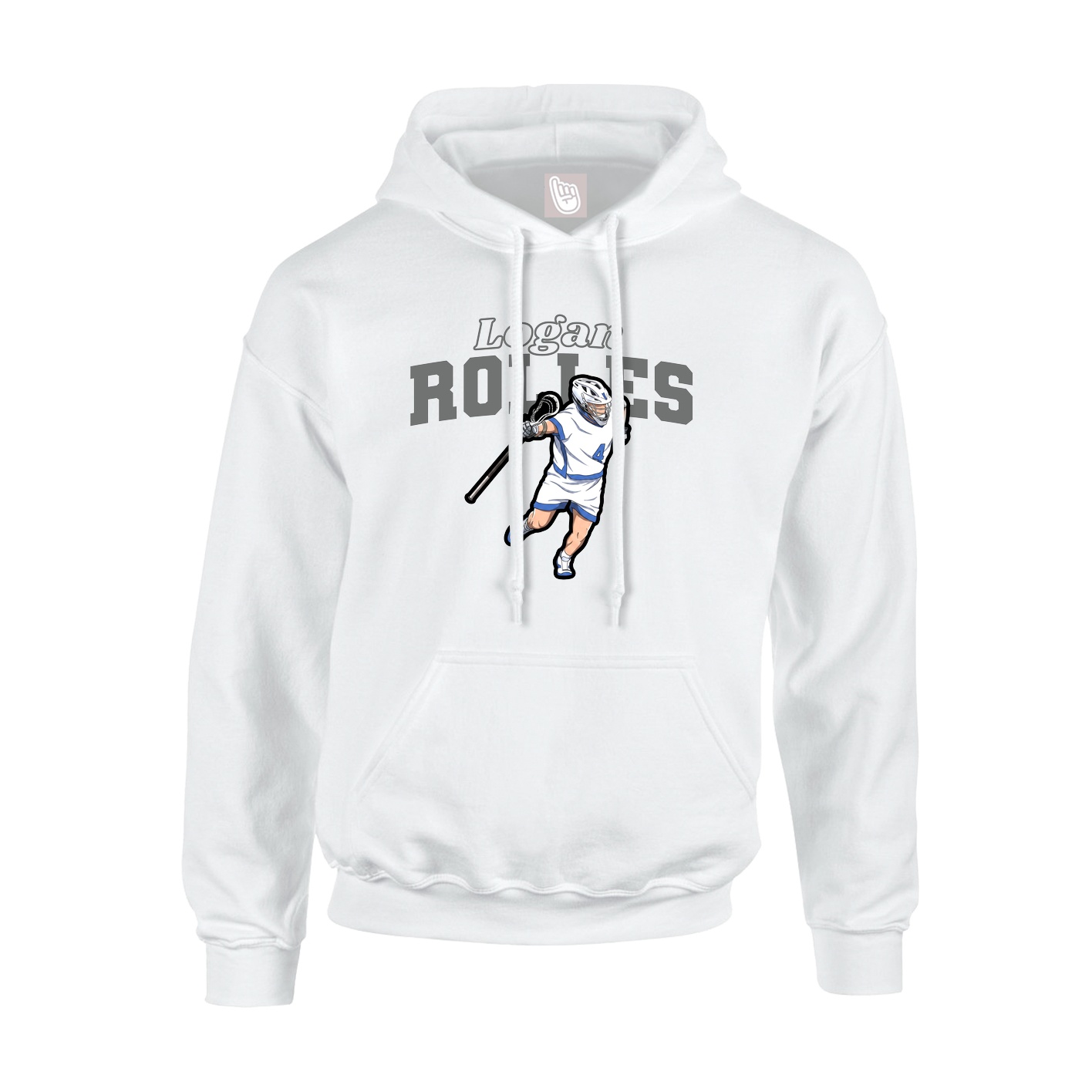 Youth Hoodie — Name Arch in White