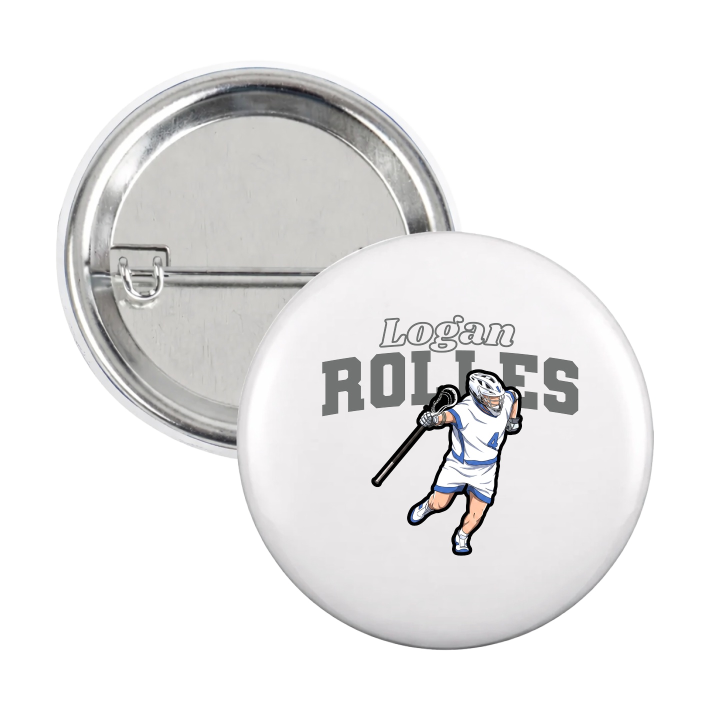 Game Day Button — Name Arch in White