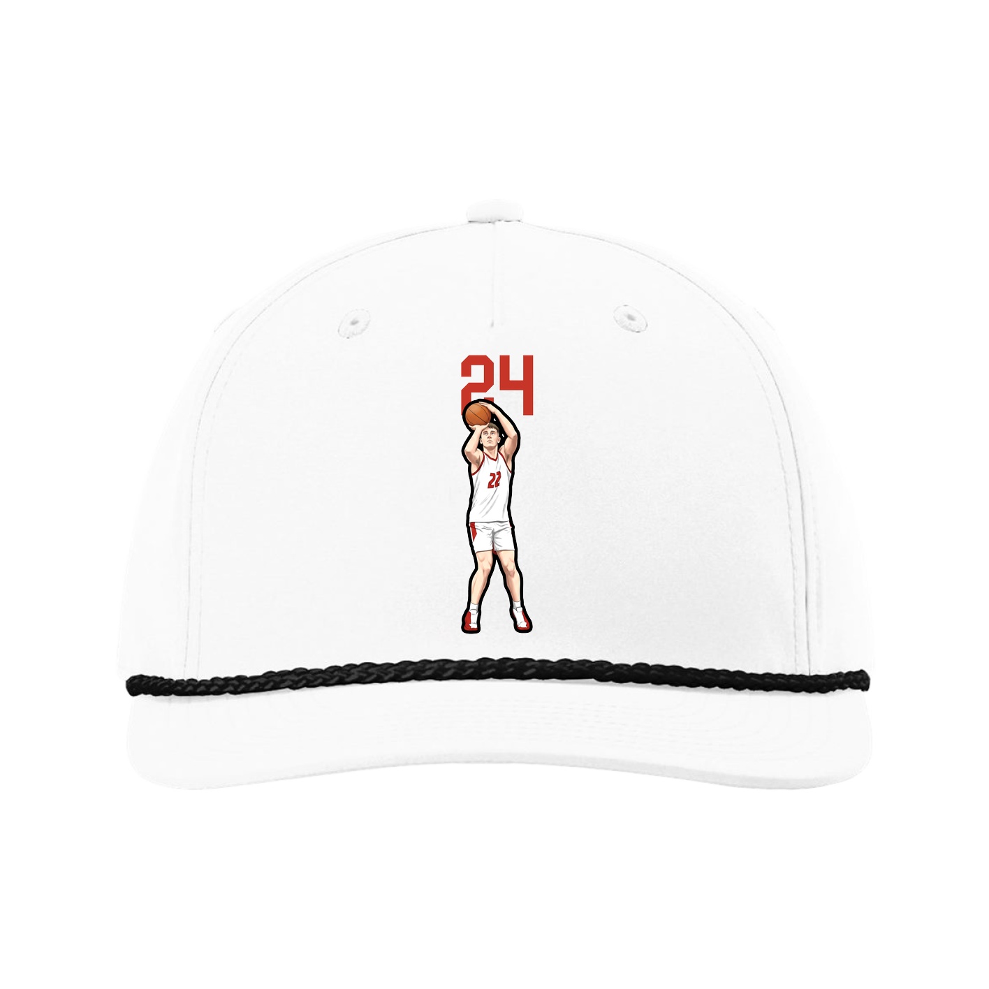 Five-Panel Classic Rope Cap — Number Top in White