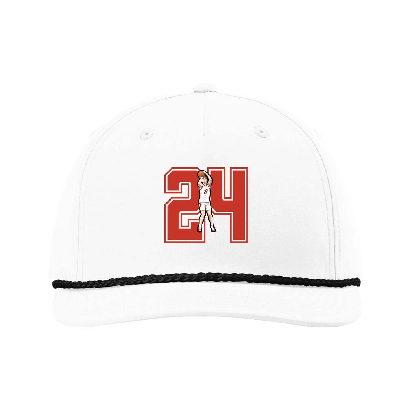 Five-Panel Classic Rope Cap — Number in White