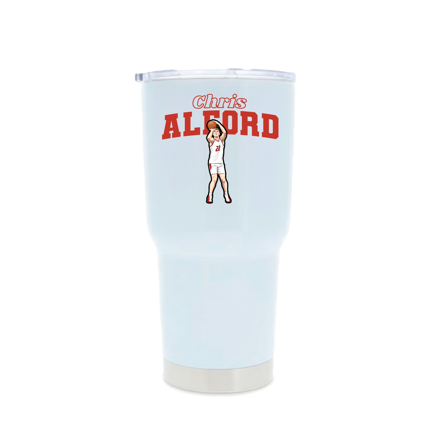 30oz Stainless Steel Tumbler — Name Arch in White