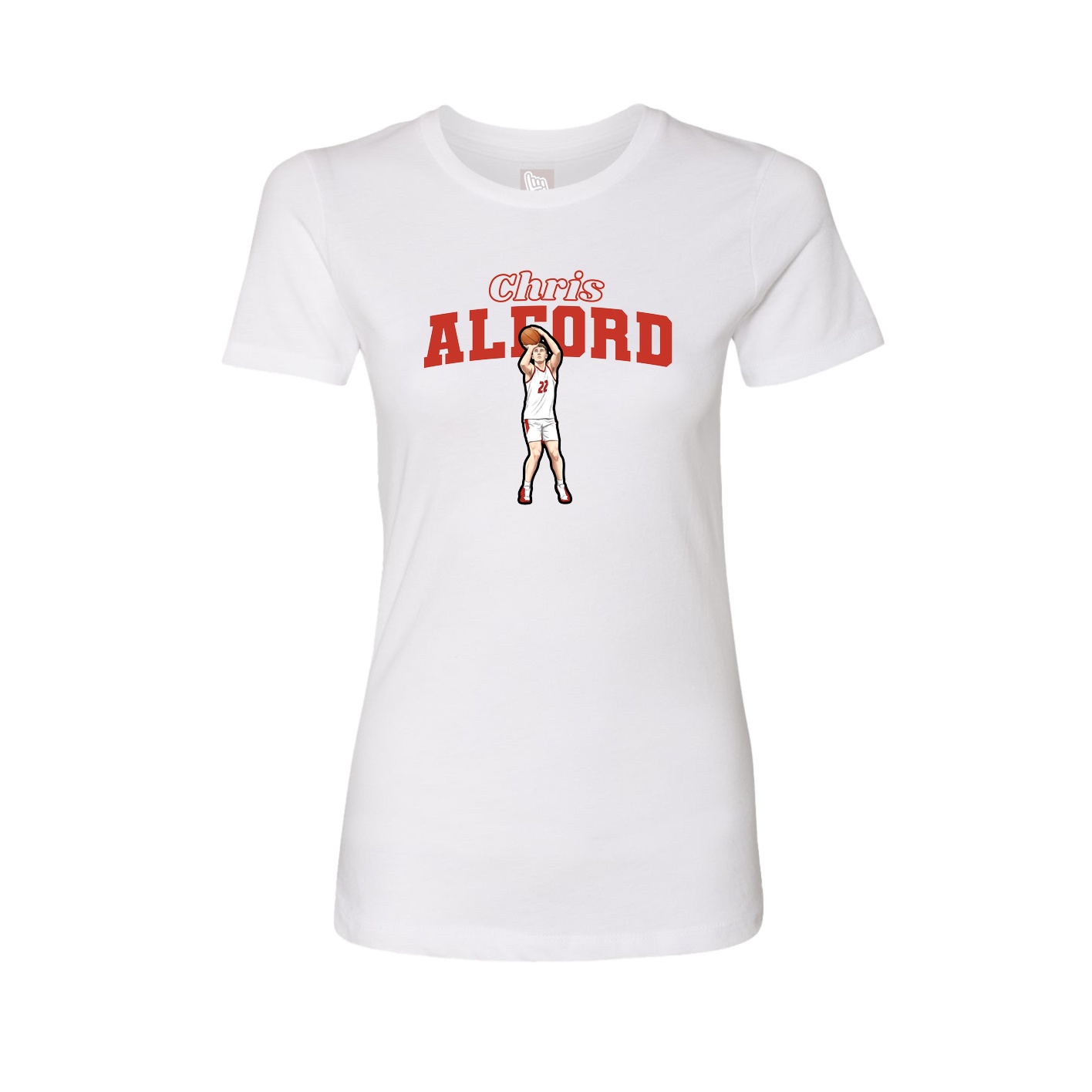 Womens Tee — Name Arch in White