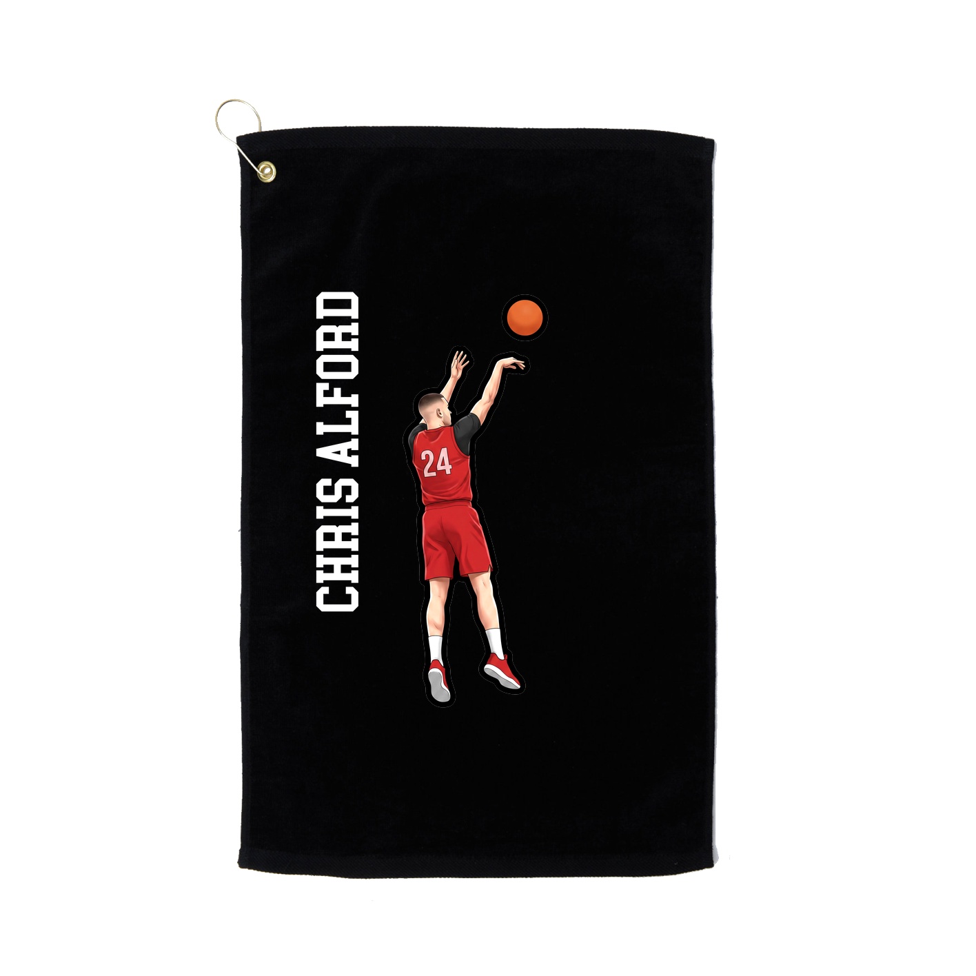 Golf Towel — Name Vertical in Black