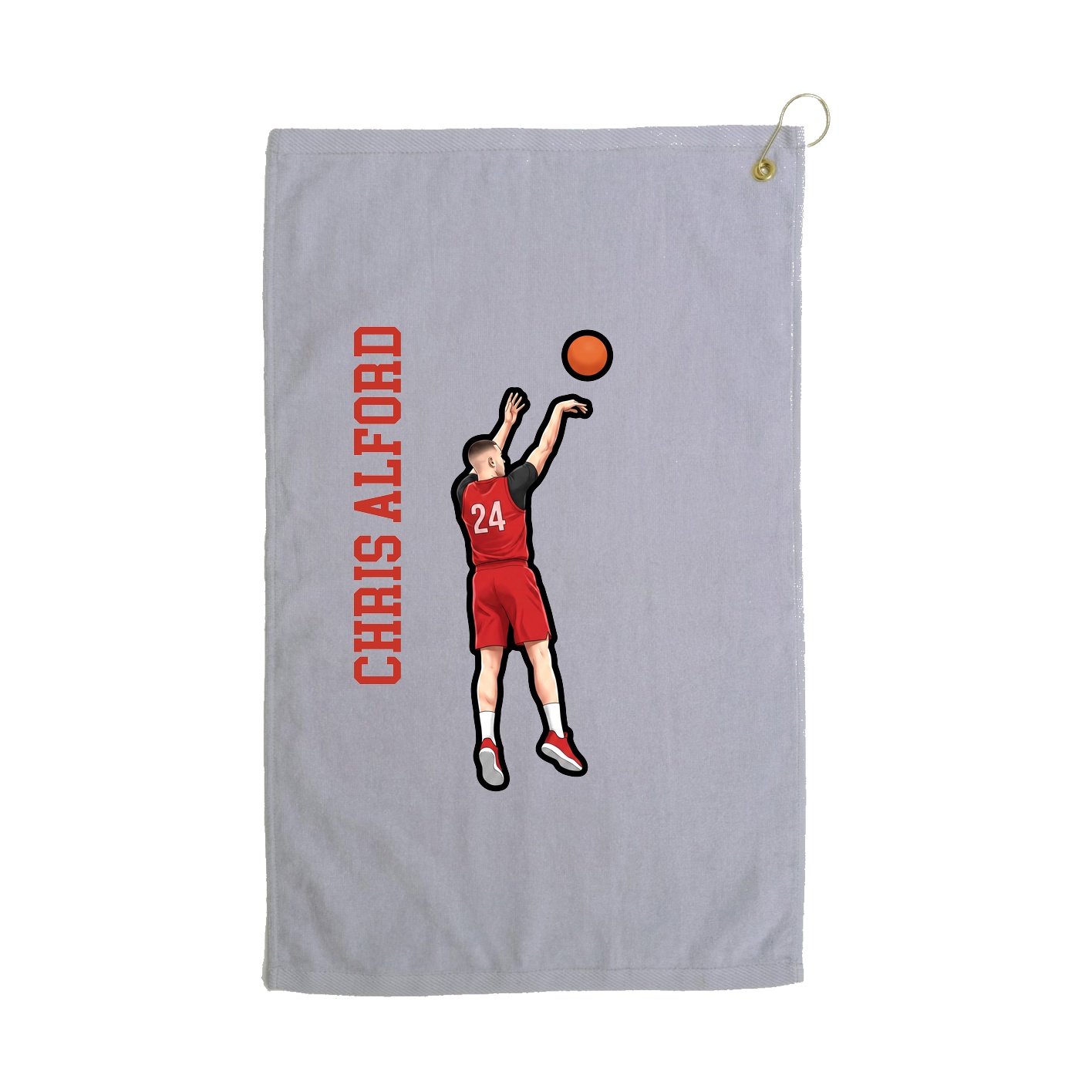 Golf Towel — Name Vertical in Grey