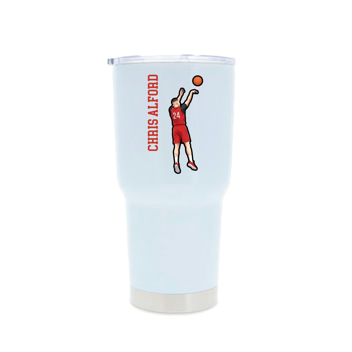30oz Stainless Steel Tumbler — Name Vertical in White