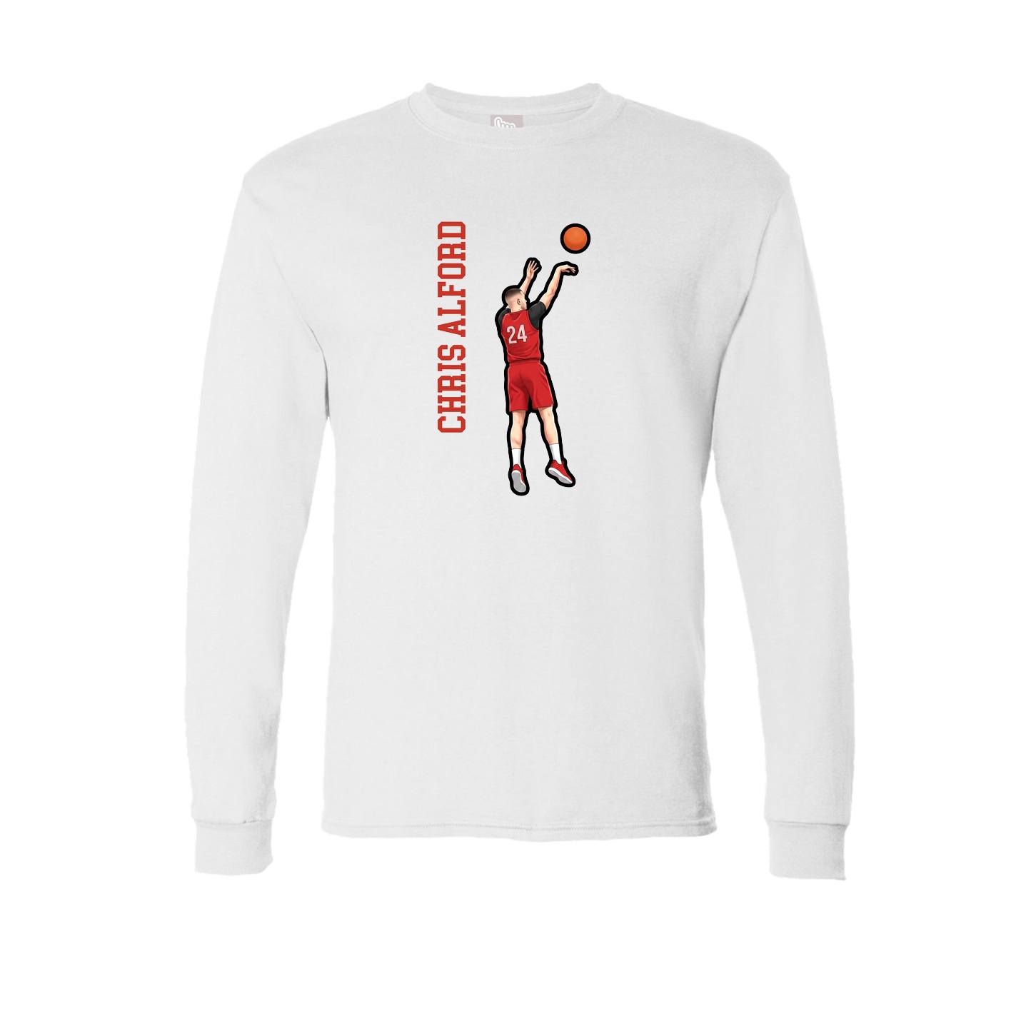 Long Sleeve Tee — Name Vertical in White