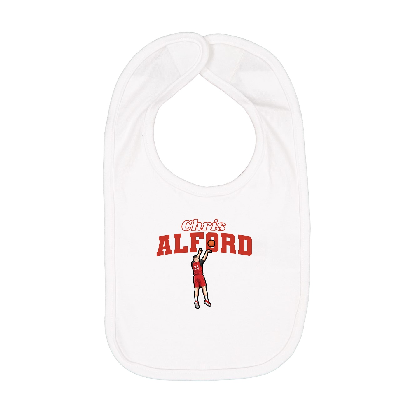 Infant Bib — Name Arch in White