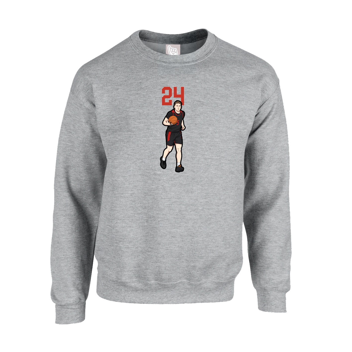 Fleece Crew — Number Top in Grey