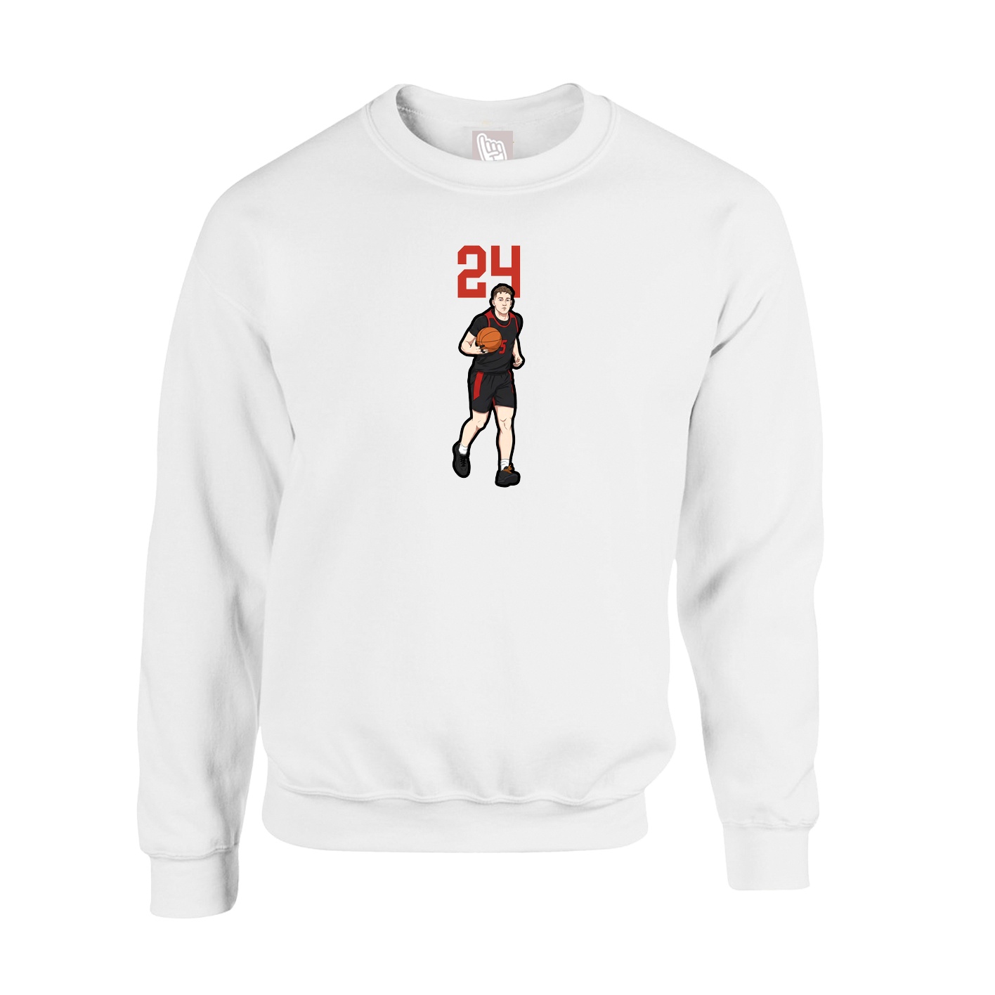 Fleece Crew — Number Top in White