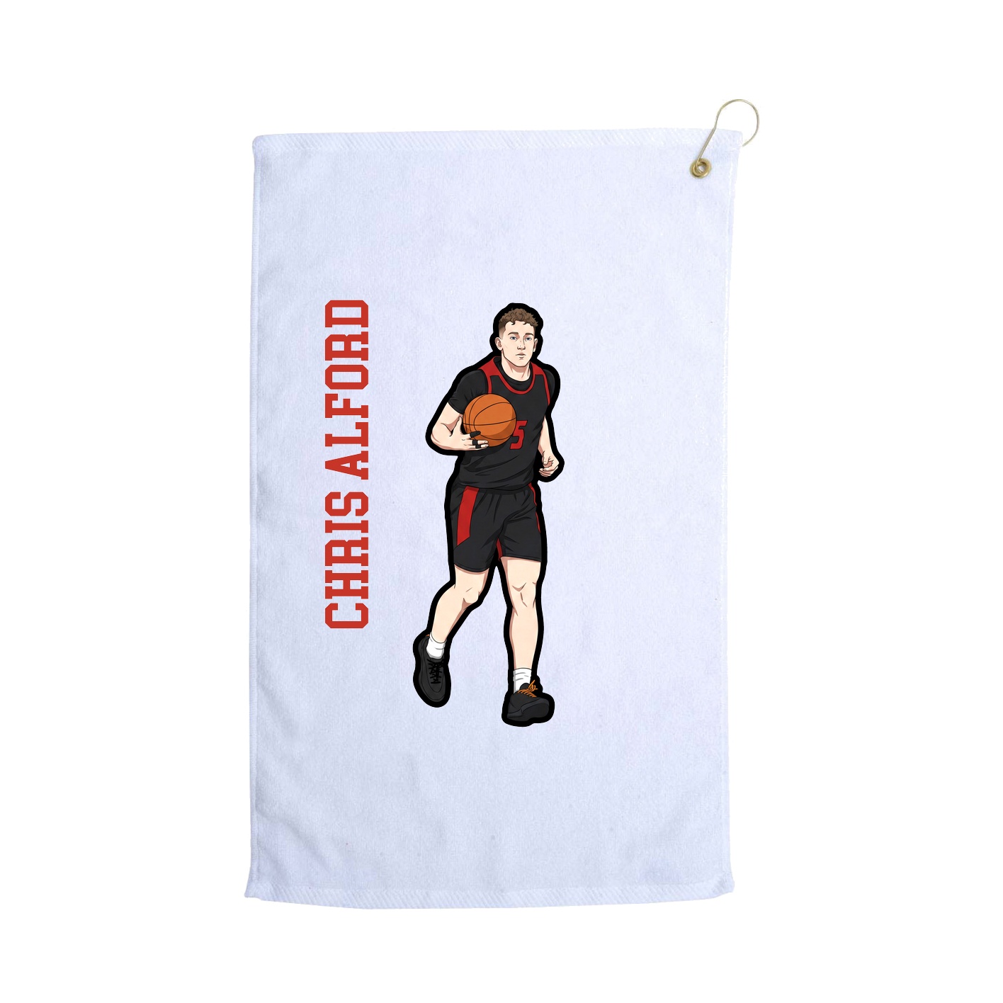 Golf Towel — Name Vertical in White