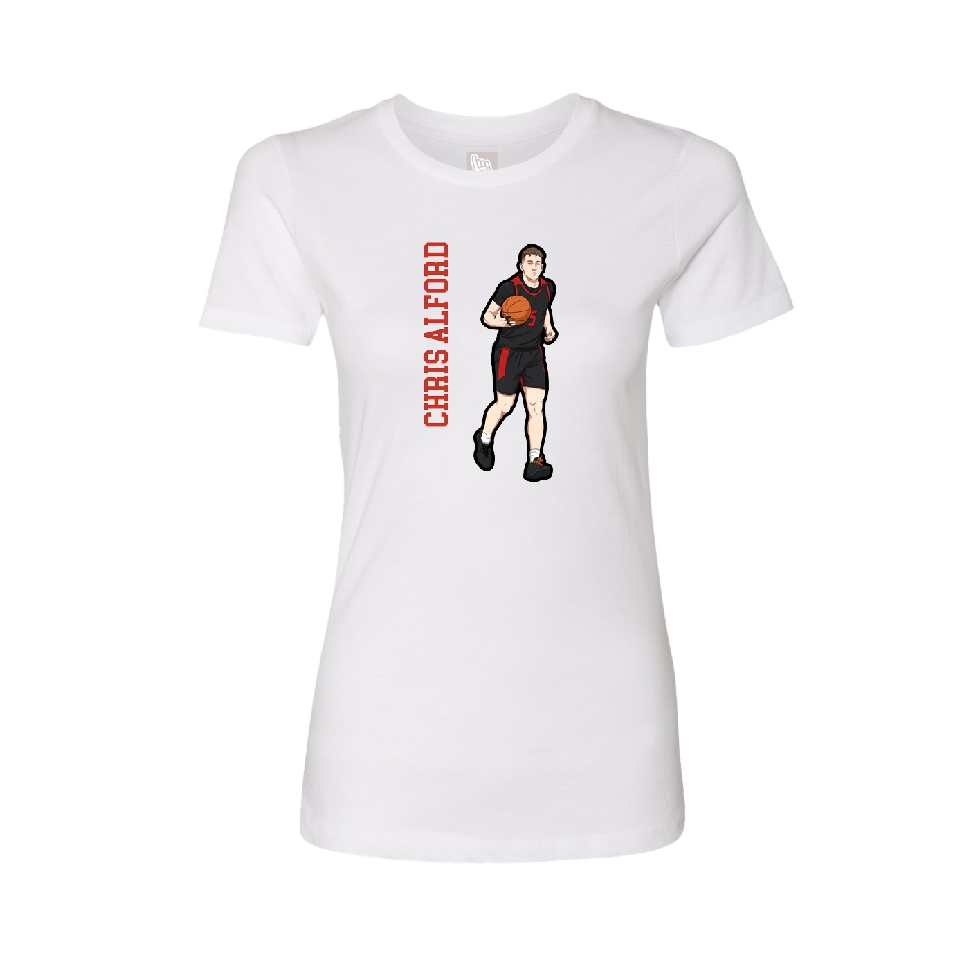 Womens Tee — Name Vertical in White