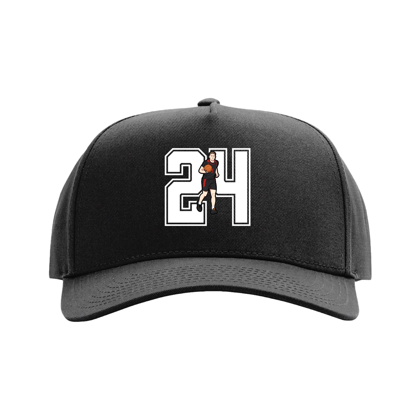 Full Fabric Five-Panel Champ Cap — Number in Black
