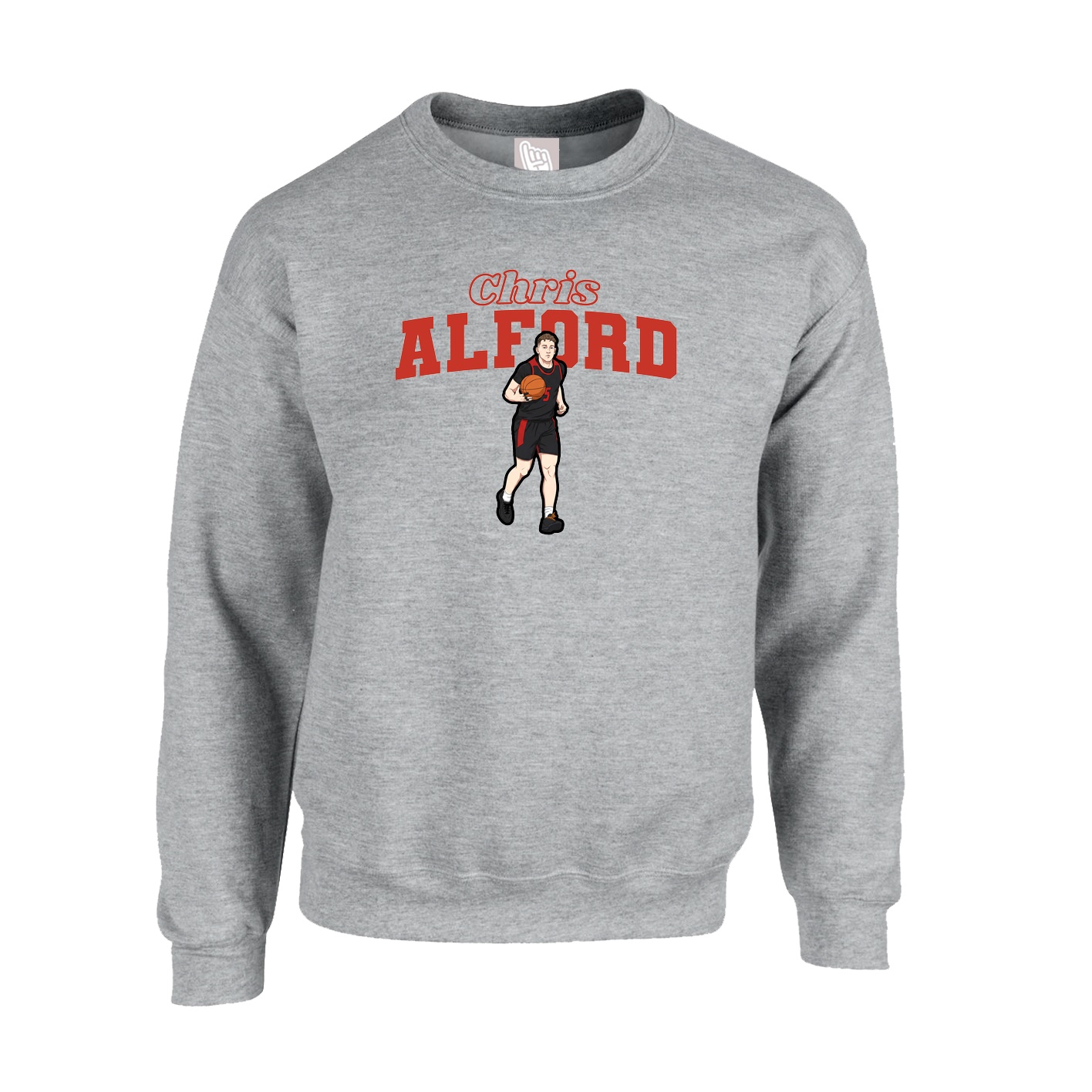 Fleece Crew — Name Arch in Grey