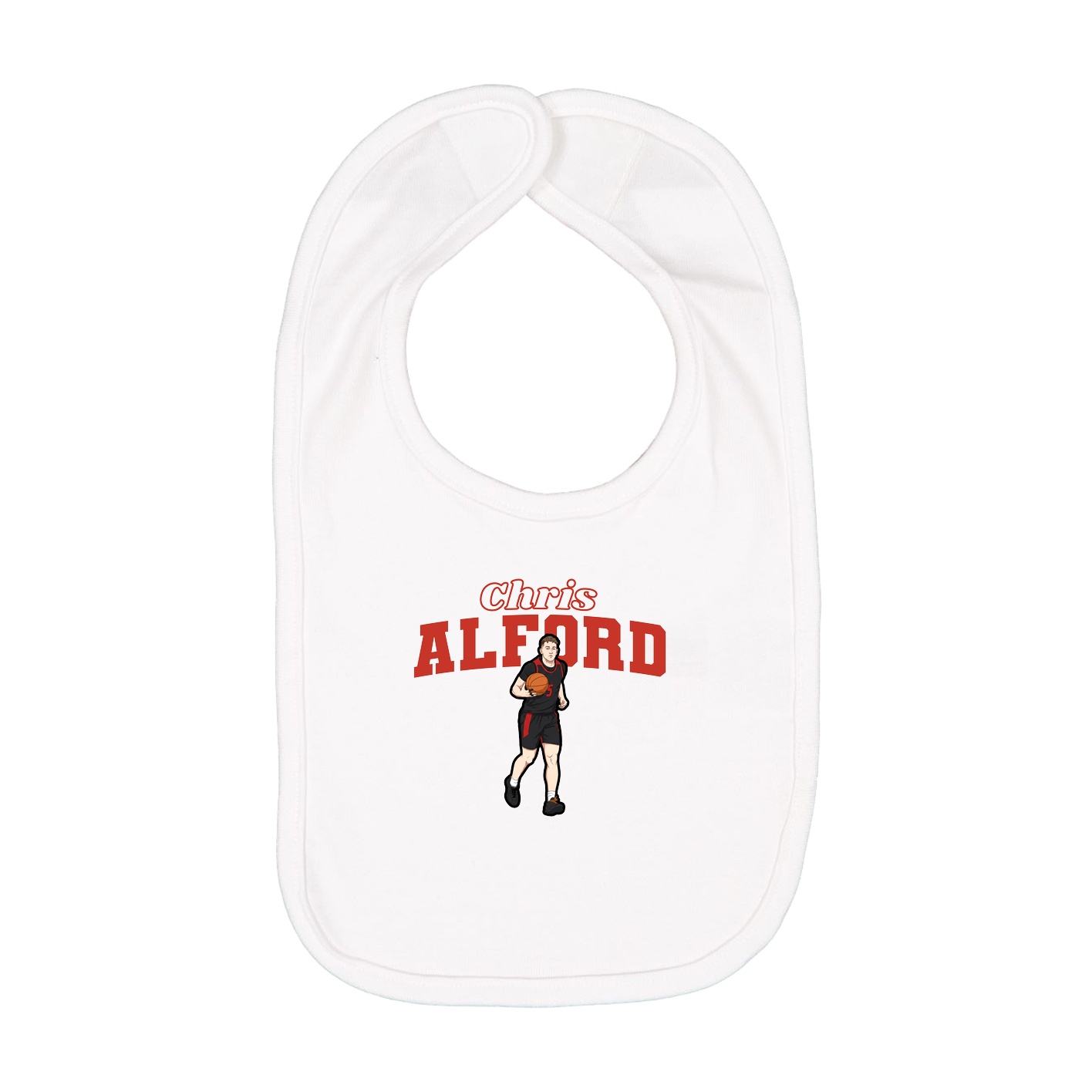 Infant Bib — Name Arch in White
