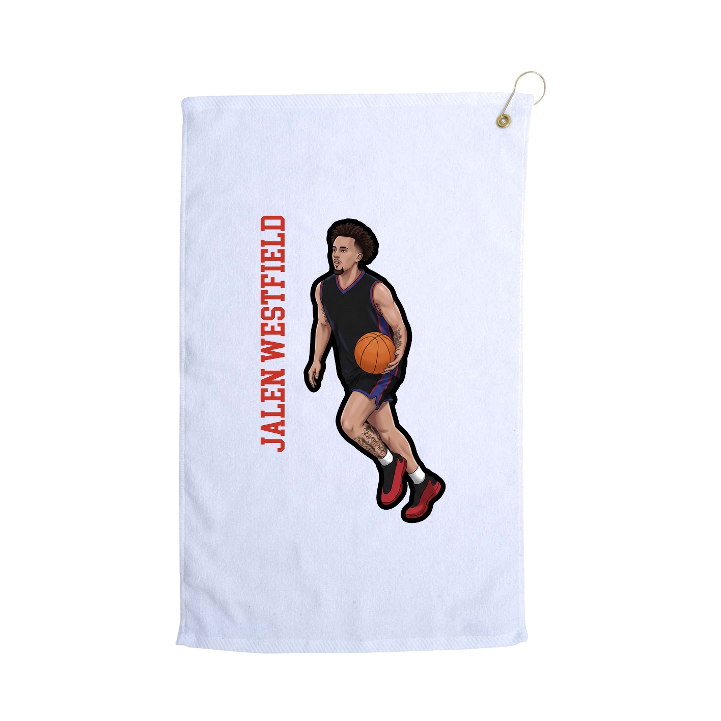 Golf Towel — Name Vertical in White