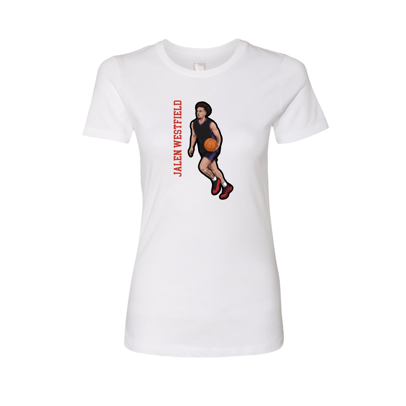 Fitted Women's Tee — Name Vertical in White