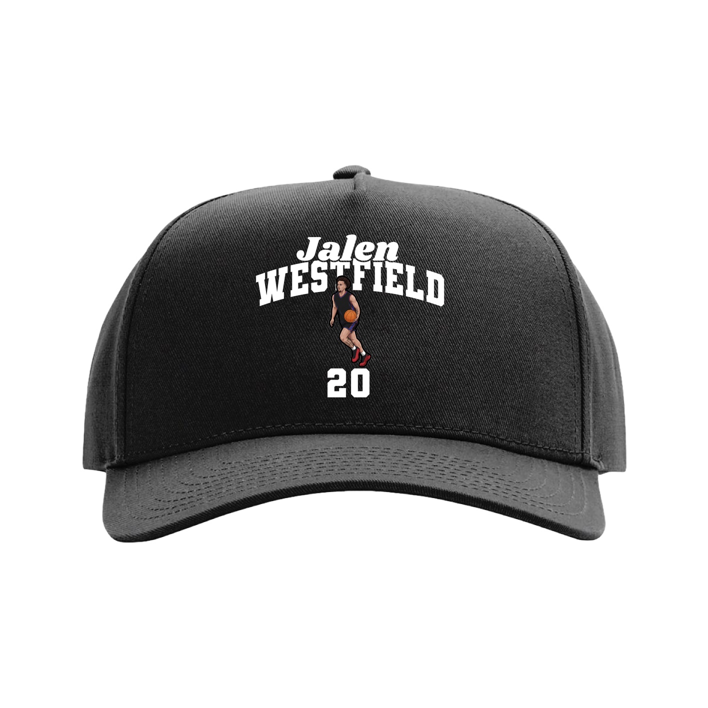 Full Fabric Five-Panel Champ Cap — Signature Arch in Black