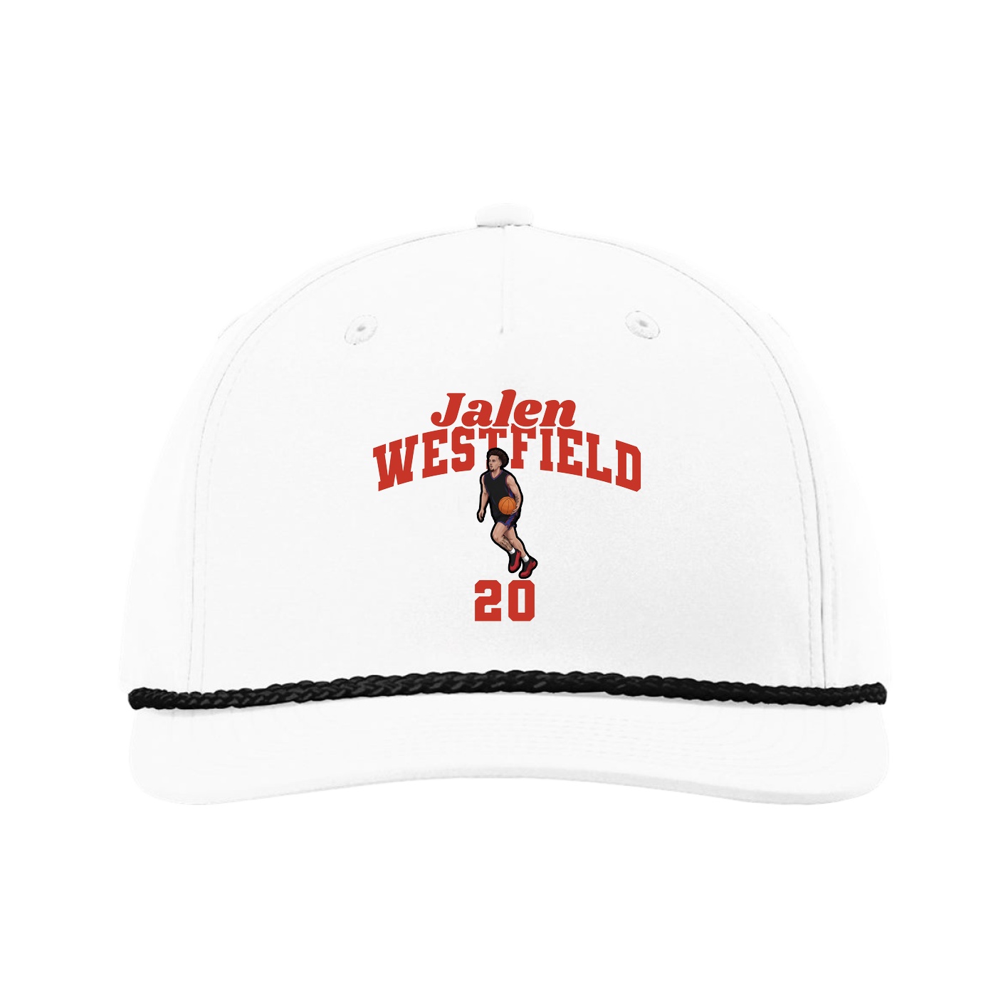 Five-Panel Classic Rope Cap — Signature Arch in White