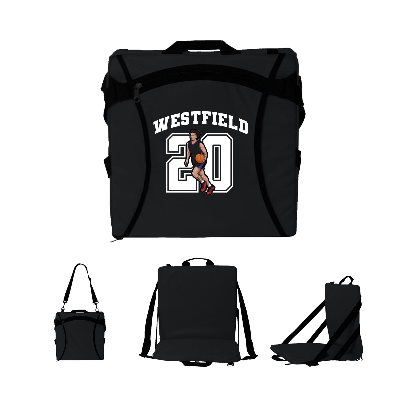 Folding Stadium Seat — Number in Black