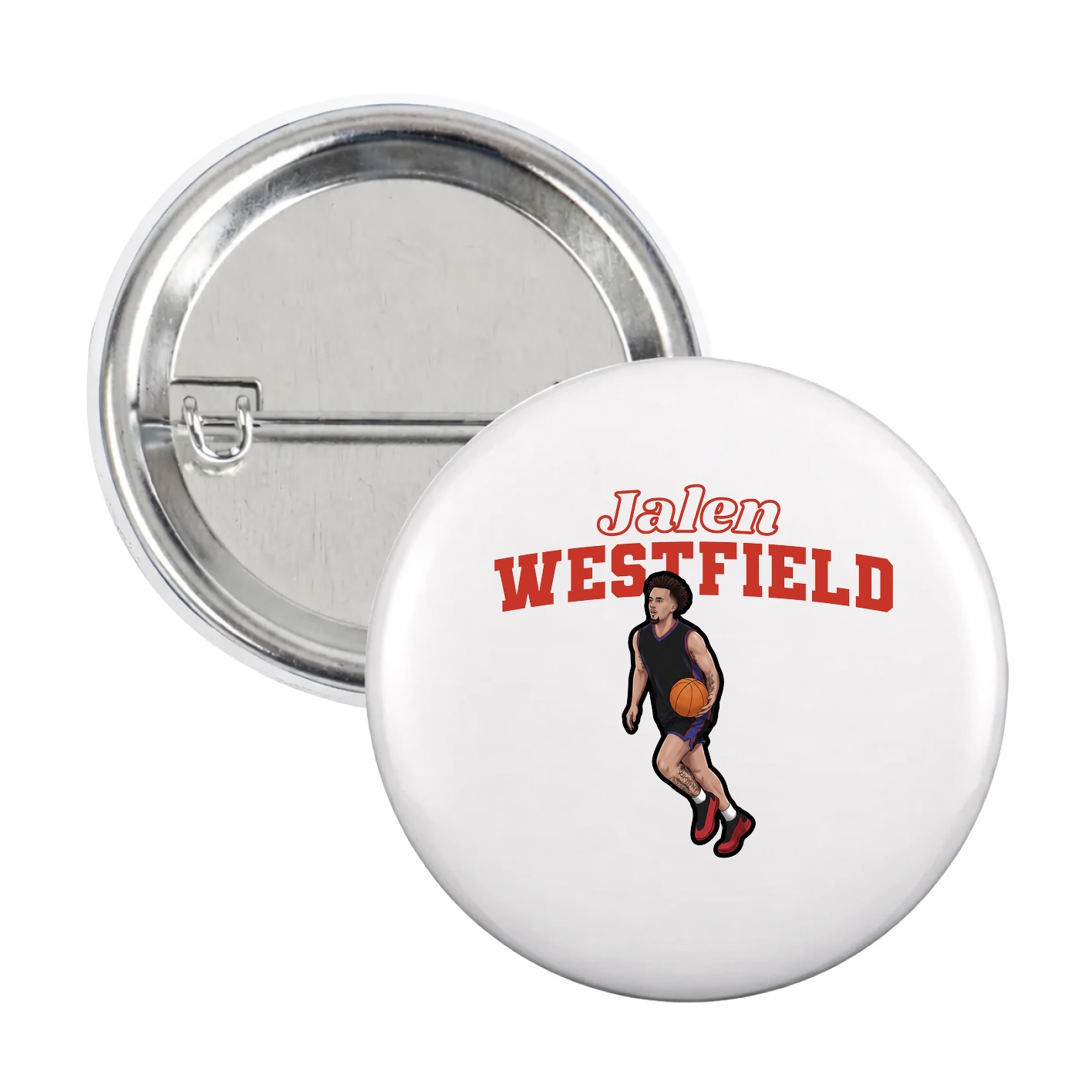 Game Day Button — Name Arch in White