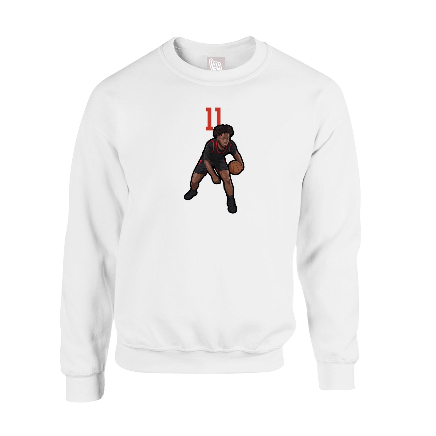 Fleece Crew — Number Top in White