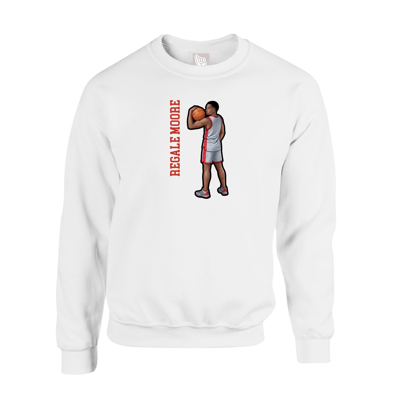 Fleece Crew — Name Vertical in White