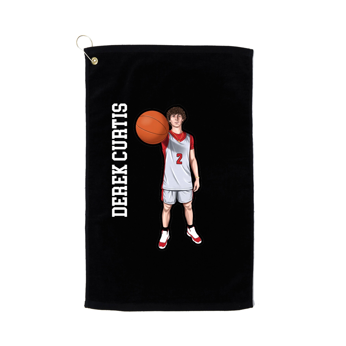 Golf Towel — Name Vertical in Black