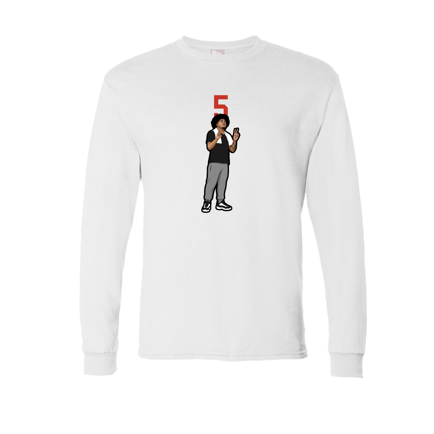 Long Sleeve Tee — Number Top in White