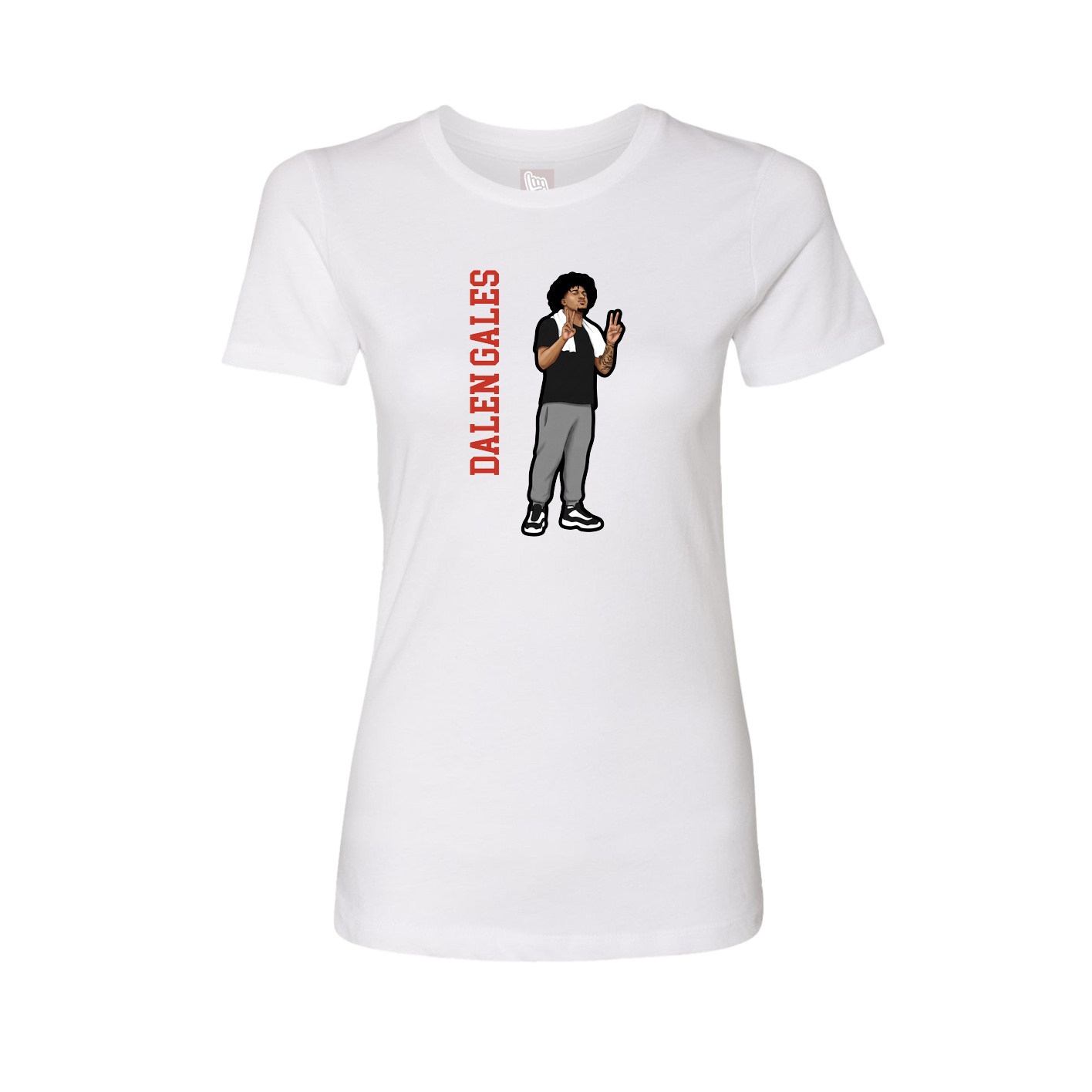 Womens Tee — Name Vertical in White