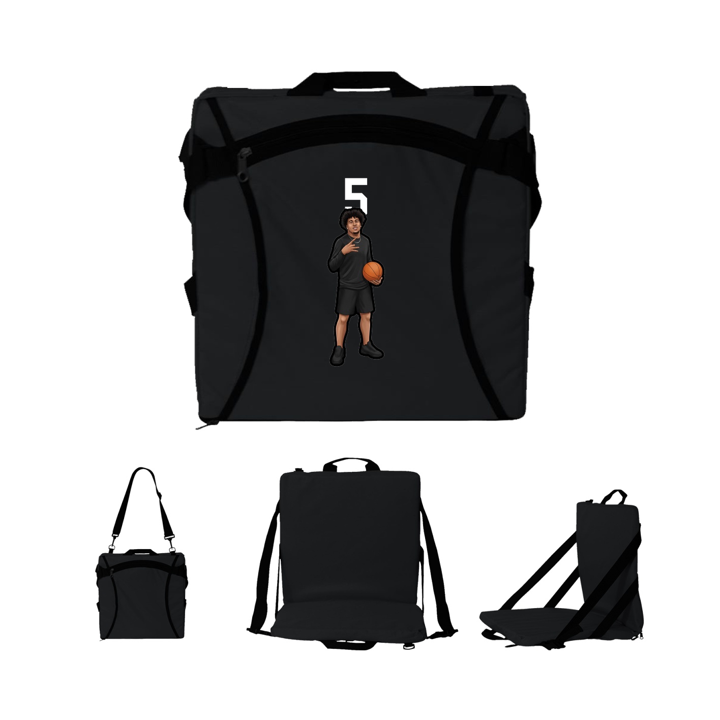 Folding Stadium Seat — Number Top in Black
