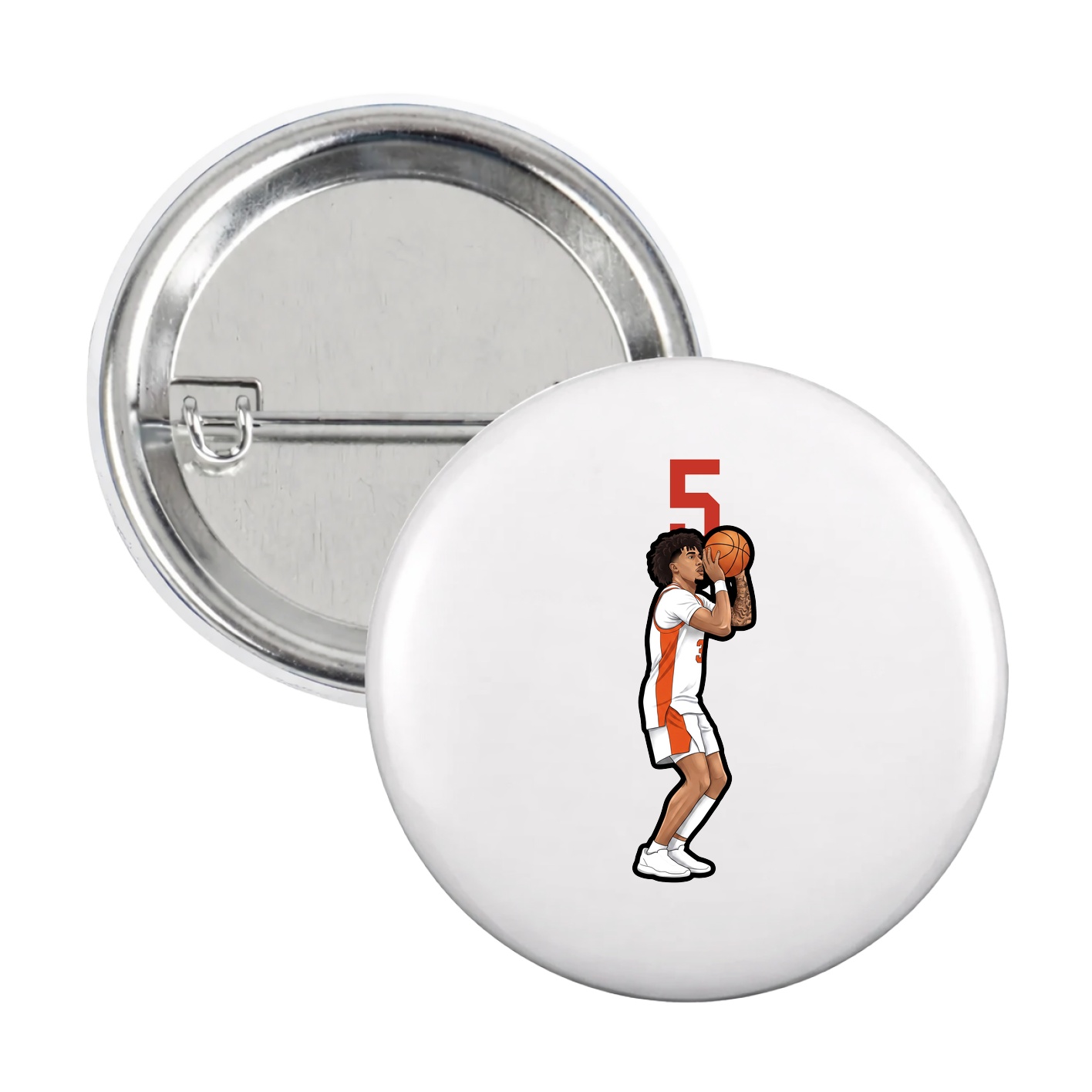 Game Day Button — Number Top in White