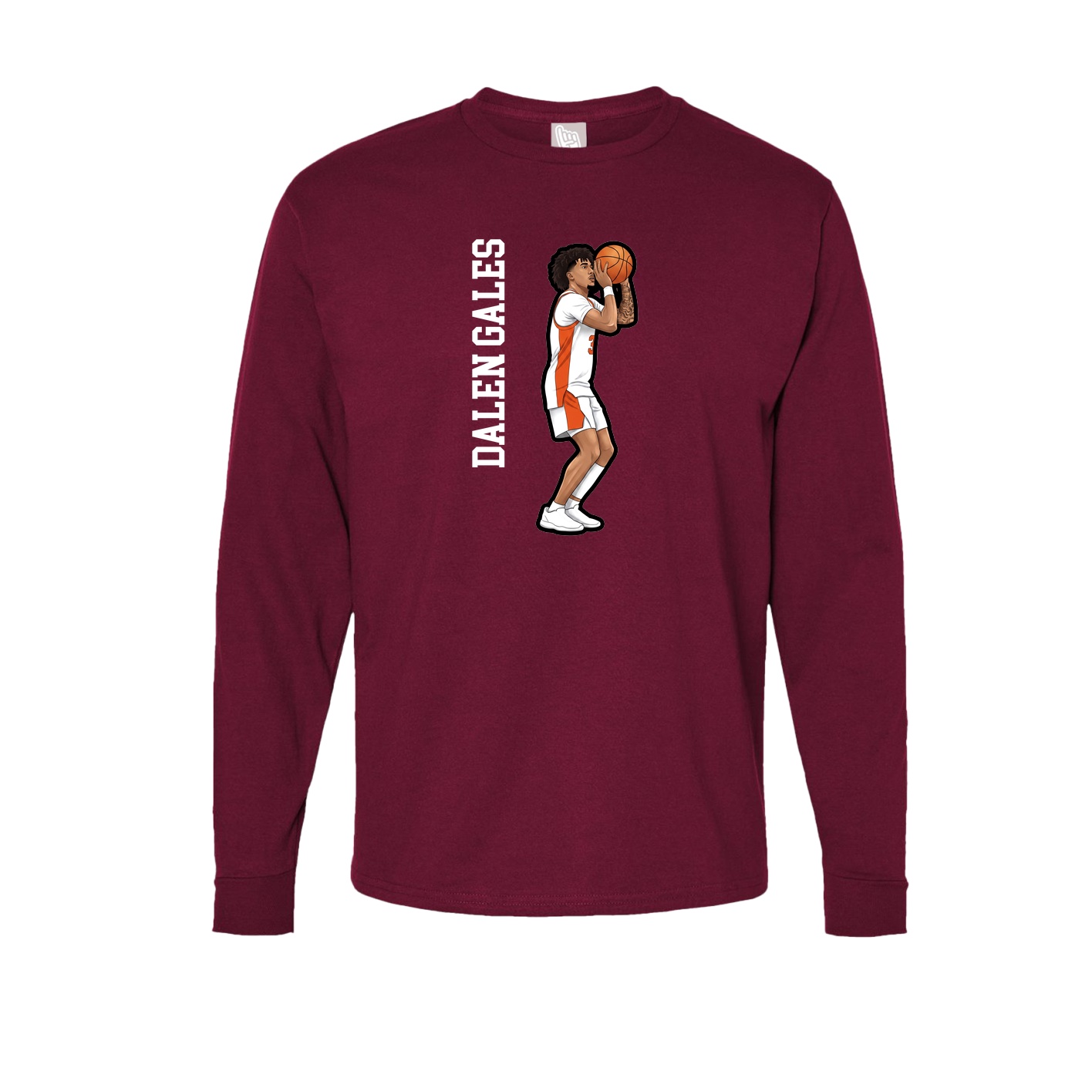 Long Sleeve Tee — Name Vertical in Cardinal