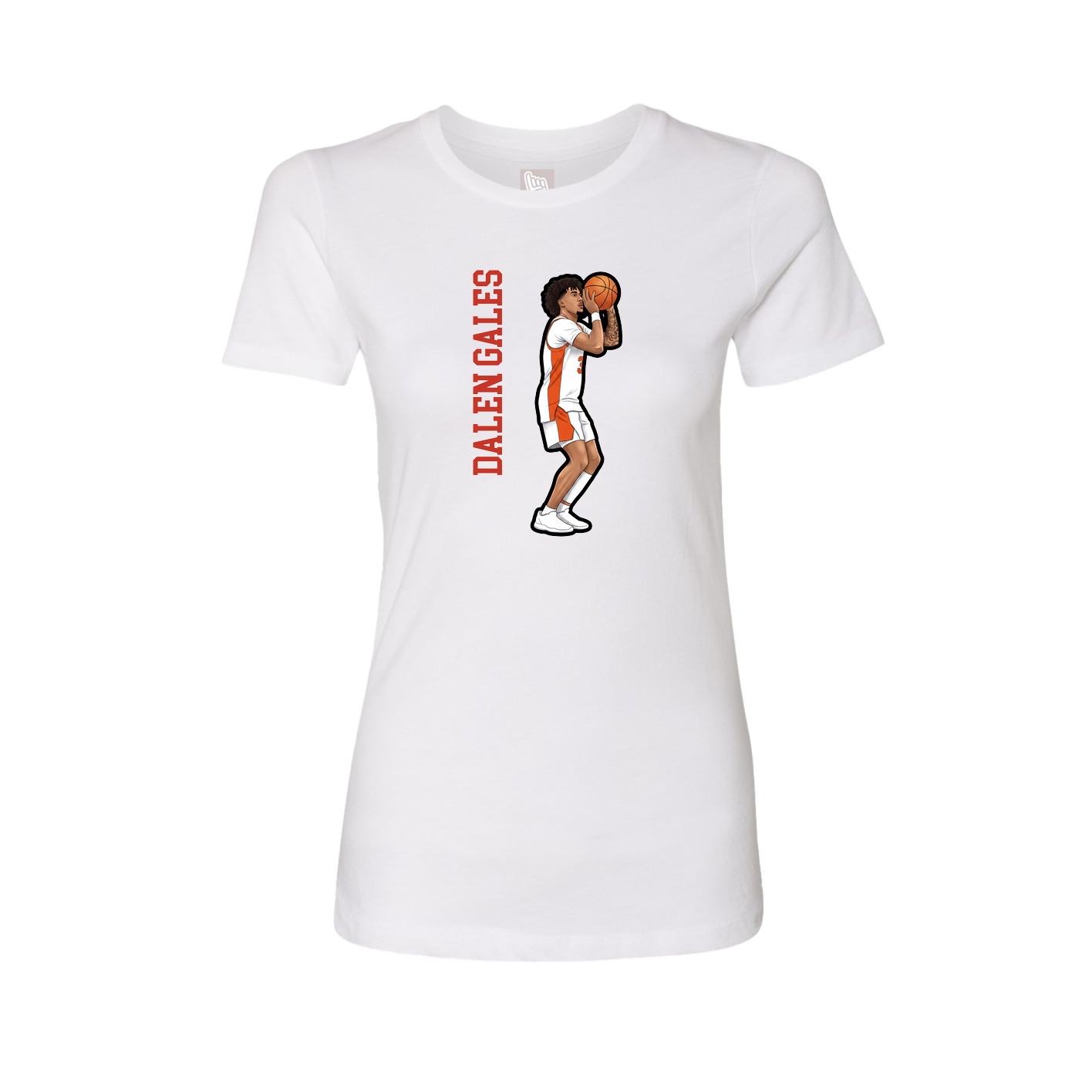 Fitted Women's Tee — Name Vertical in White
