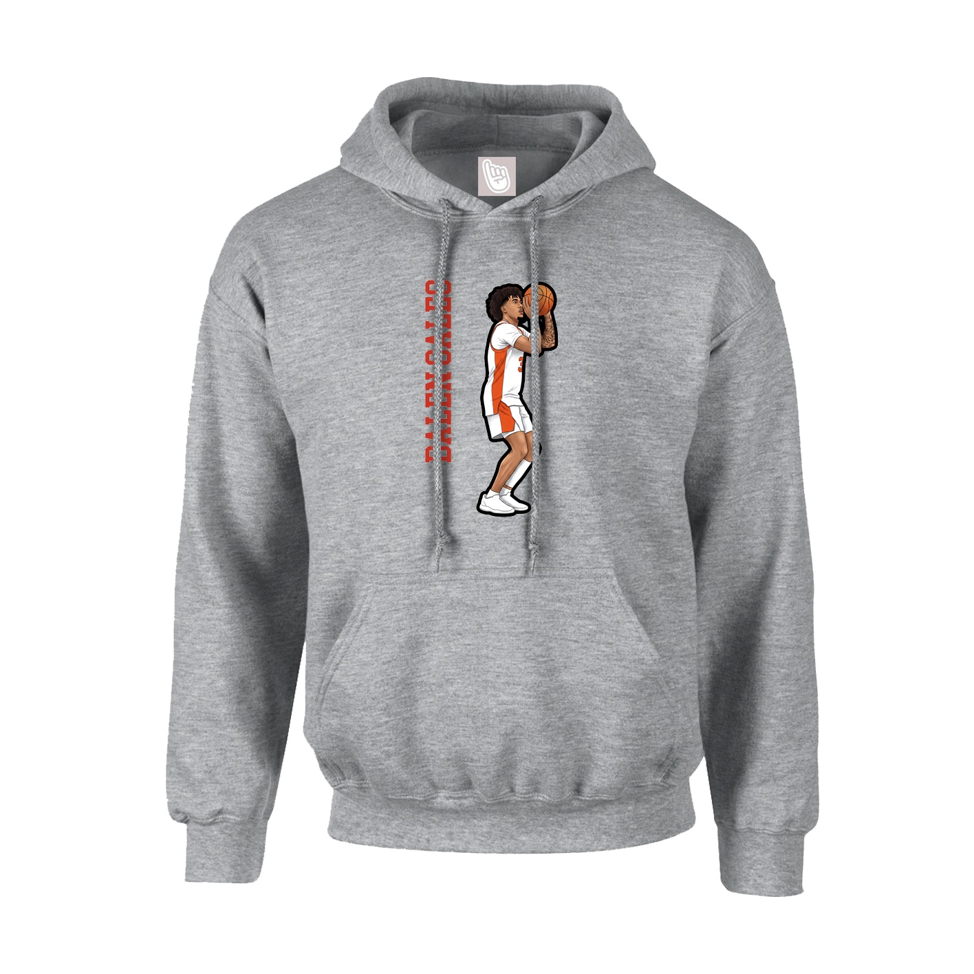 Youth Hoodie — Name Vertical in Grey